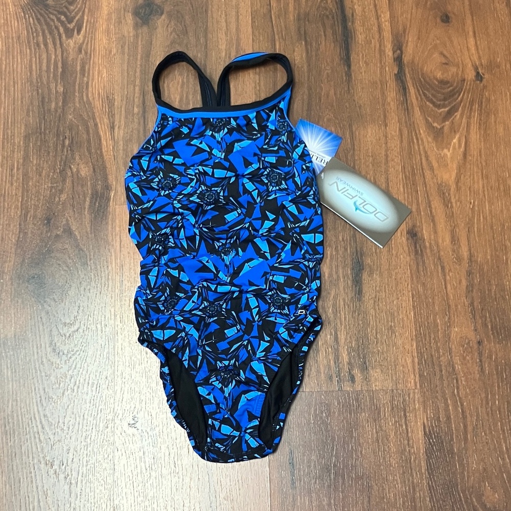 Dolphin California Beach Hut Geometric Blue One-piece Swimsuit